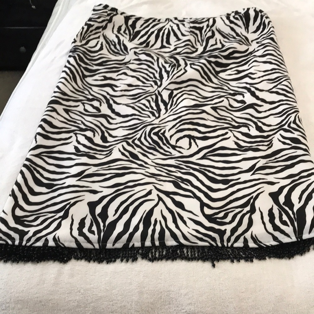 Zebra print skirt dangling embellishments